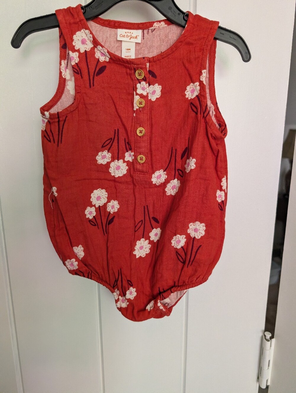 NWOT Cat & Jack 18 Month Red Floral Bubble Onesie